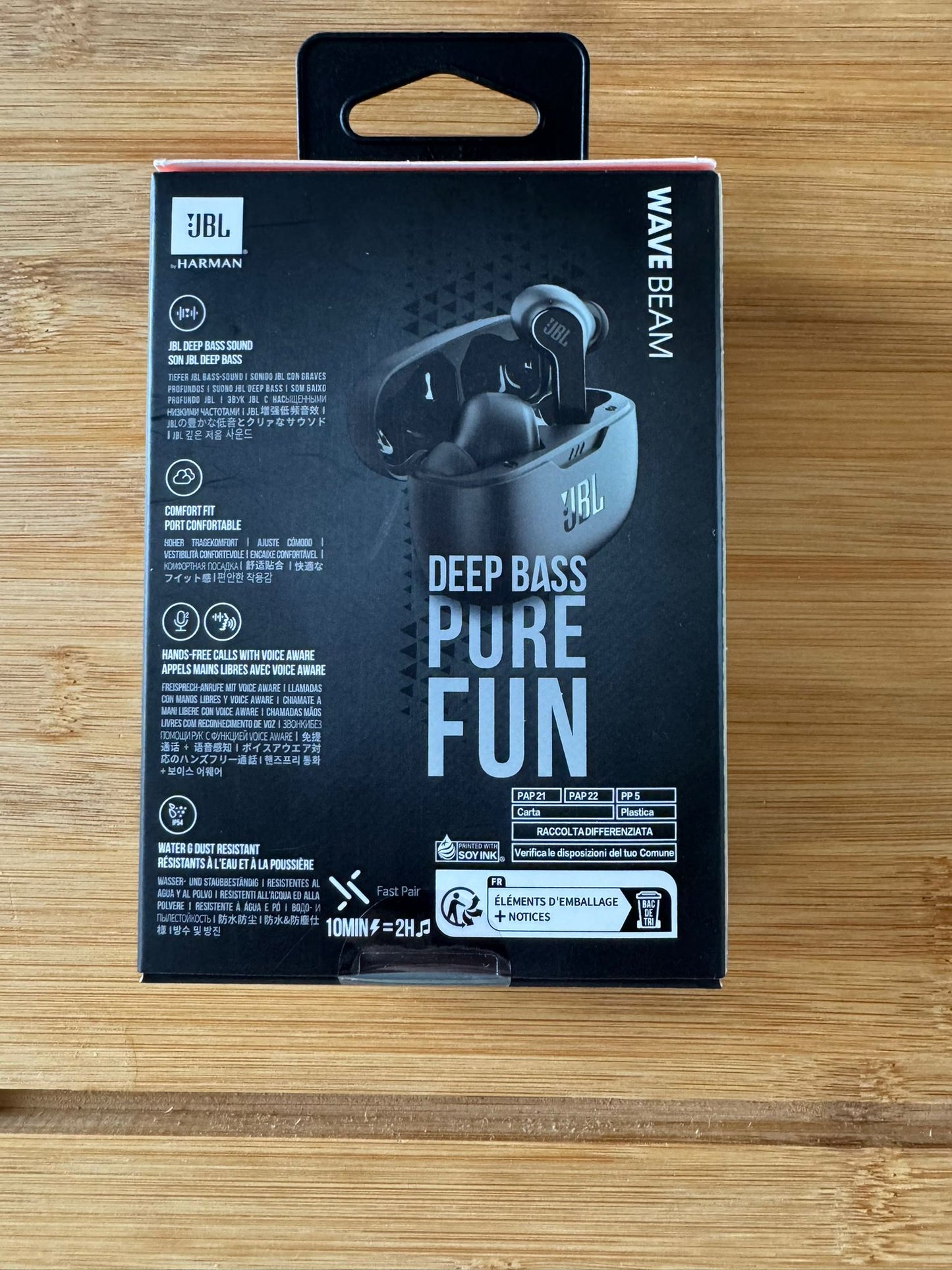 JBL WAVE BEAM - Kabellose In-Ear Ohrhörer mit IP54 und IPX2 Wasserdichtigkeit – Freisprechfunktion und 32 Stunden Akkulaufzeit – Schwarz