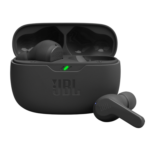 JBL WAVE BEAM - Kabellose In-Ear Ohrhörer mit IP54 und IPX2 Wasserdichtigkeit – Freisprechfunktion und 32 Stunden Akkulaufzeit – Schwarz