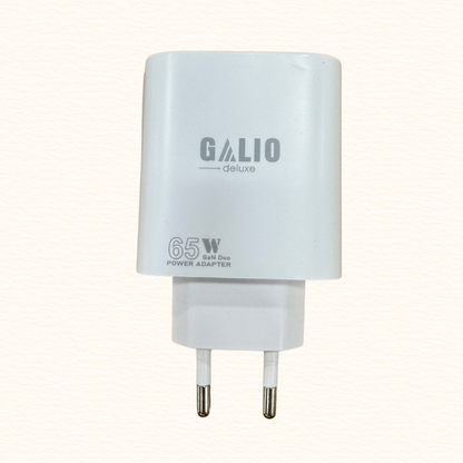 Galio 65W GaN Duo Schnelllade Netzteil | USB-C & USB-A Power Adapter für Laptop, Tablet & Smartphone